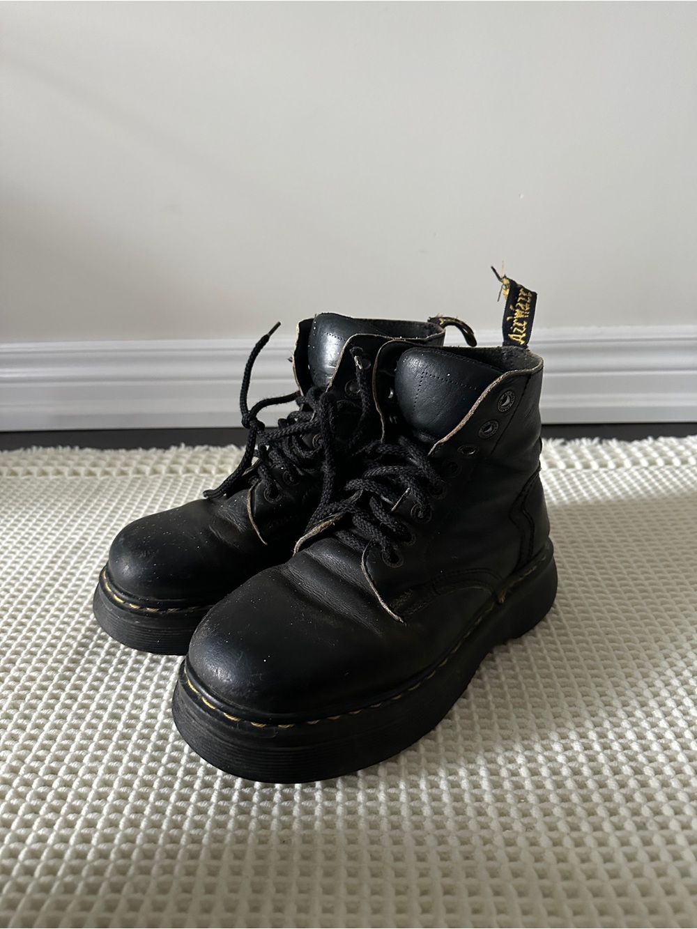 Vintage 1990s Doc Martens Black Leather Platform Boots